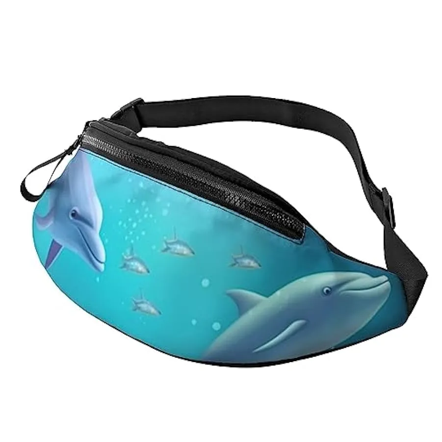 Marsupio con stampa di pesci subacquei blu oceano, marsupio, marsupio a tracolla, Nero , Taglia unica 247867352