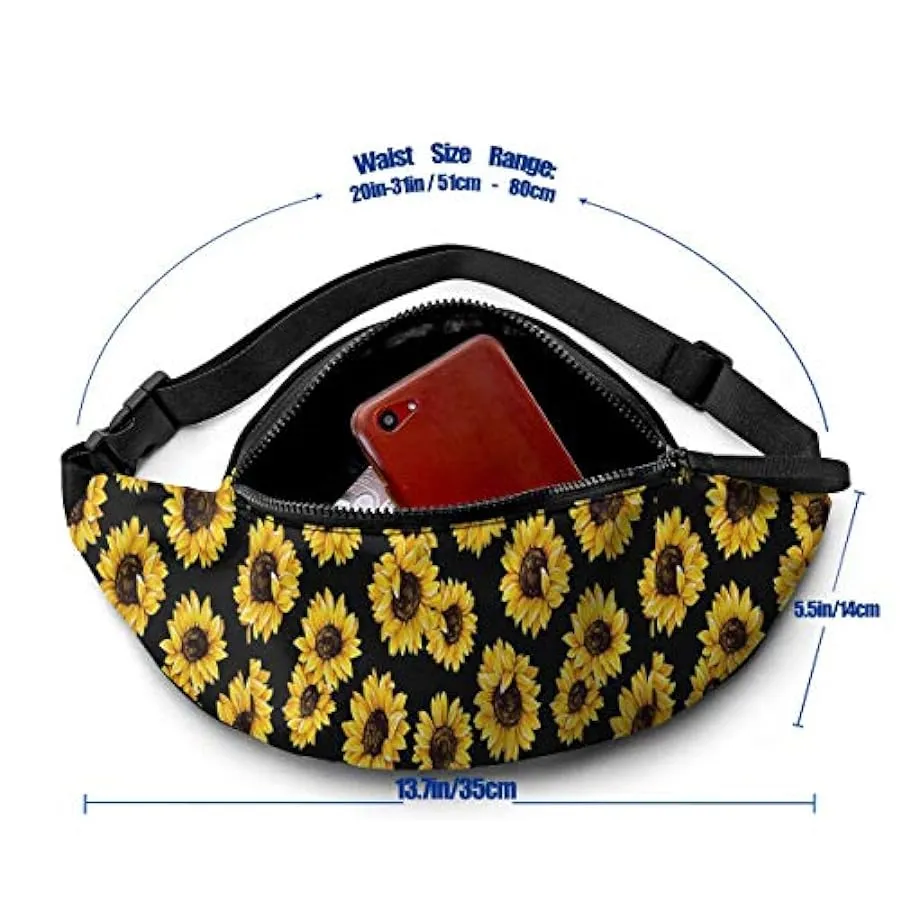 Marsupio per Uomo Donna,Elegante Marsupio Girasole Giallo con Cintura Tasca a Tracolla Regolabile Borsa a Tracolla Borsa sul Pet