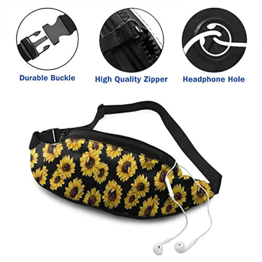 Marsupio per Uomo Donna,Elegante Marsupio Girasole Giallo con Cintura Tasca a Tracolla Regolabile Borsa a Tracolla Borsa sul Pet