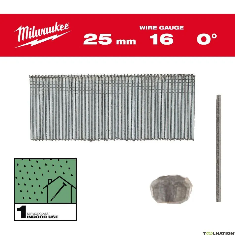 Milwaukee Accessori 4932498313 Chiodo di finitura zincato 16G / 0° / 32mm / G / SC1 - 5.000 pezzi