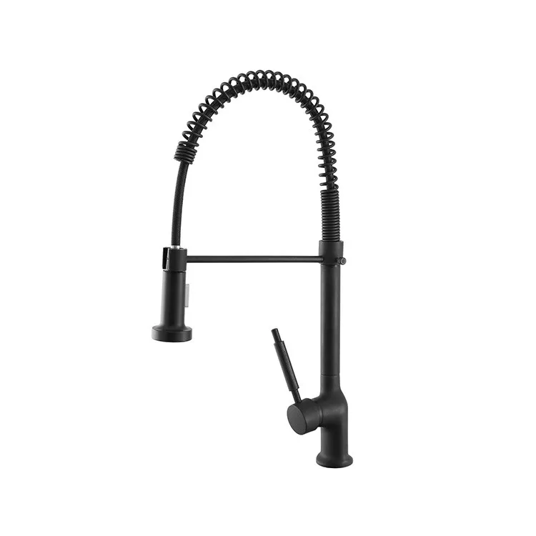 Miscelatore per lavello in ottone nero opaco con canna a molla Kitchen Feridras 