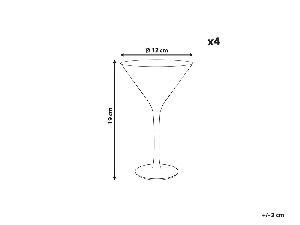 MORGANITE Set of 4 Martini Glasses Transparent 220 ml