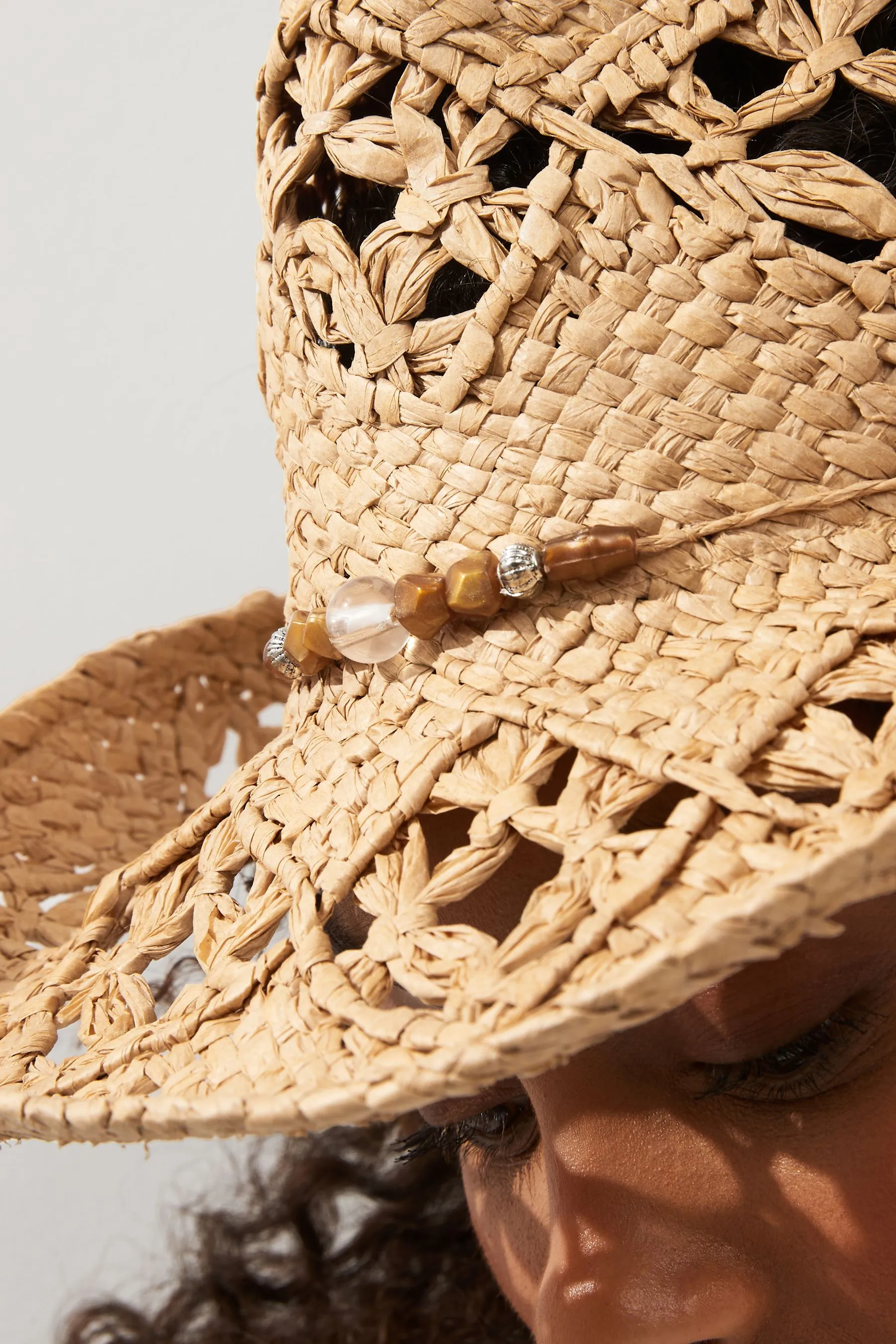 Naturale con catena per conchiglie  - Cappello stile western stile cowboy