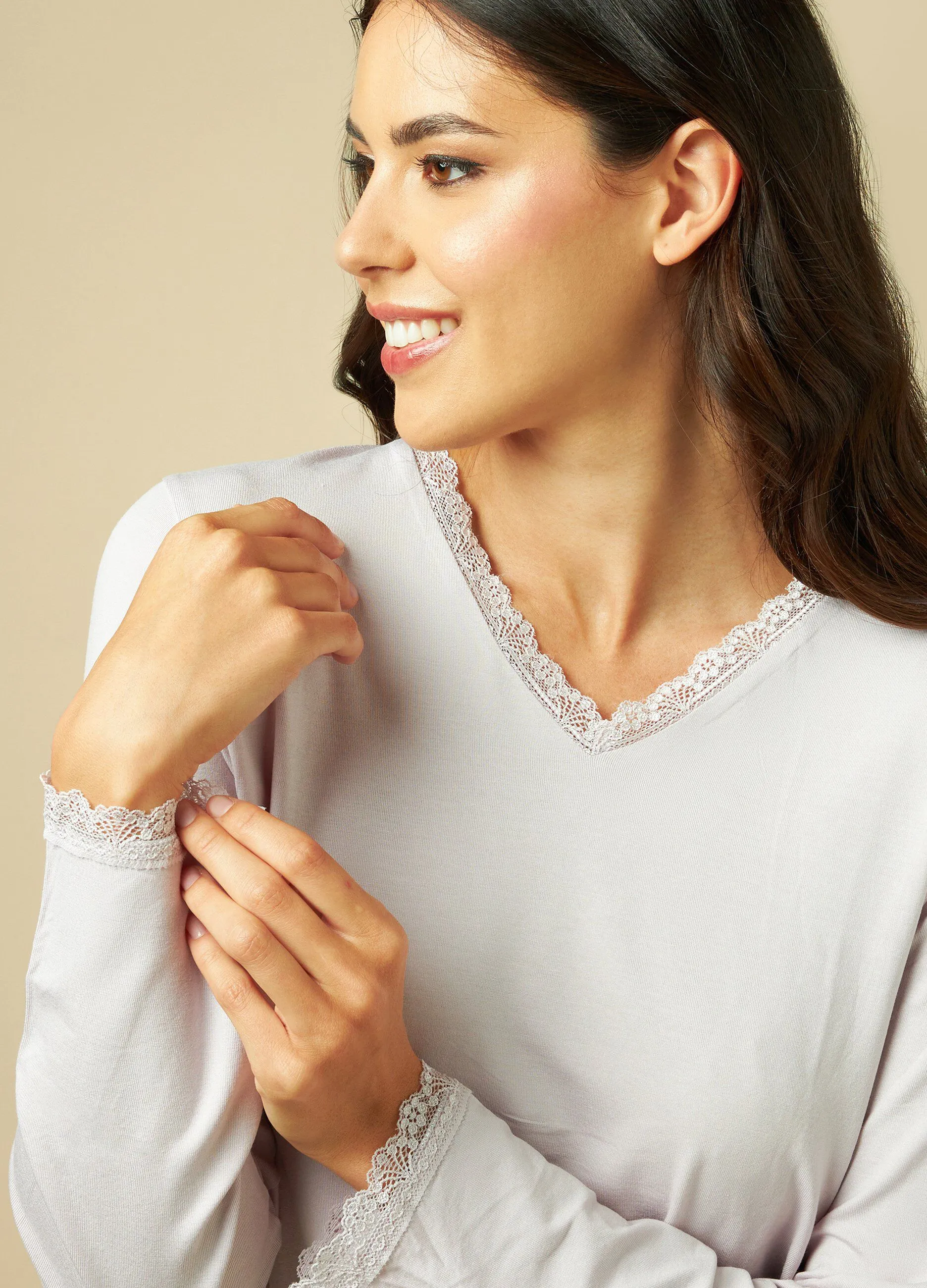 NYMOS  Set pigiama con pizzo donna