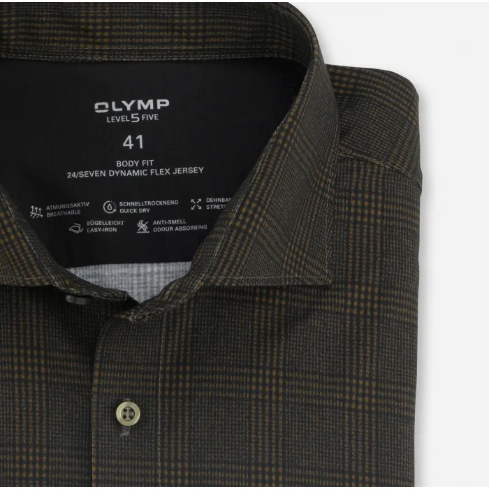 Olymp Luxor Camicia a quadri dal taglio moderno Olivo
