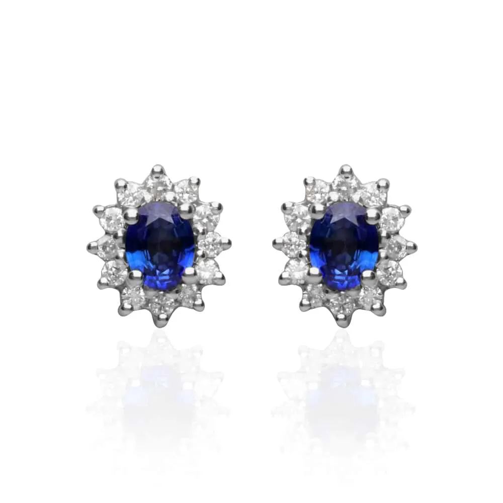 Orecchini Lobo Charlotte Oro Bianco 375/1000 Zaffiro 1 ct Diamante Bianco 0,3 ct 1411934