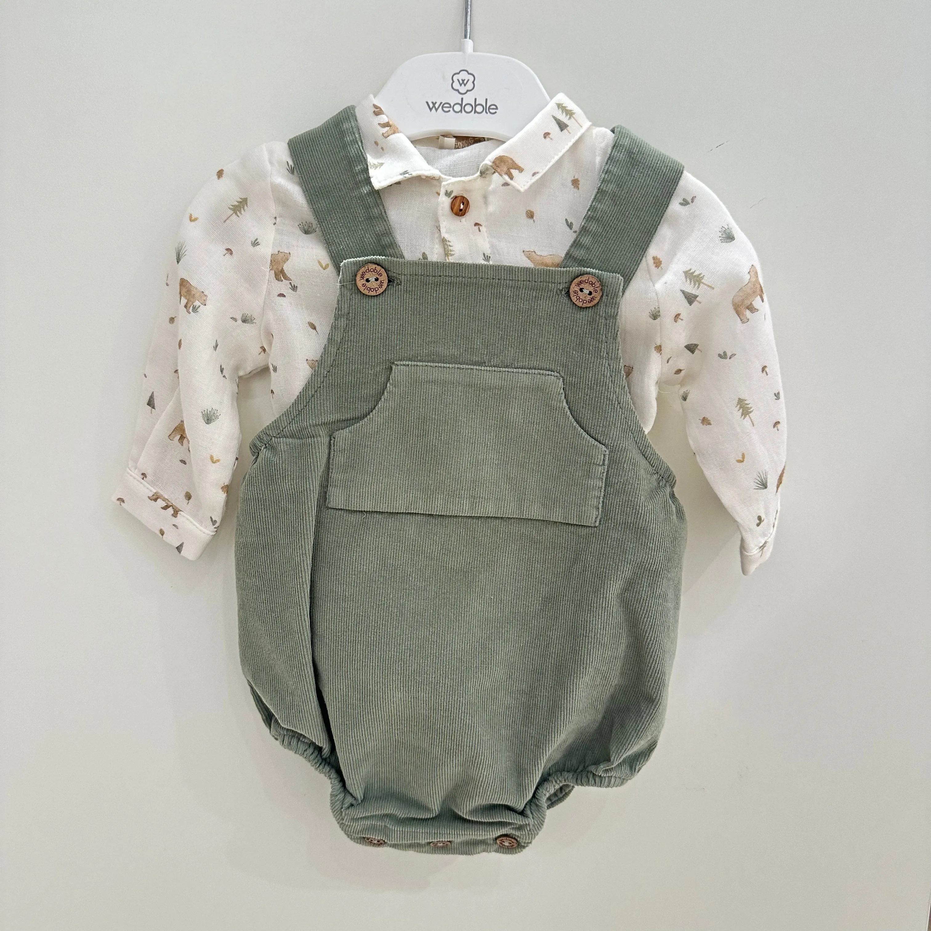 Pagliaccetti verde  in velluto per bambini