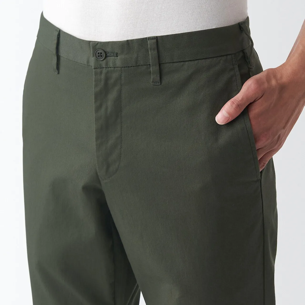 Pantaloni chino a gamba slim elasticizzati Verde Scuro 19232