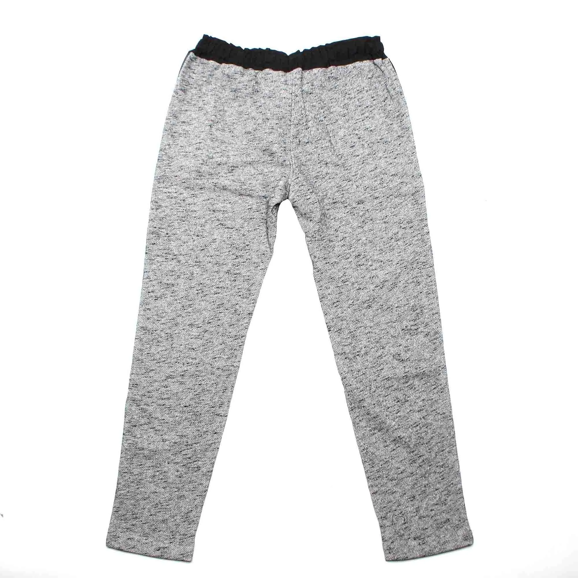 Pantaloni In Felpa Ed Eco Pelle Grigio Melange