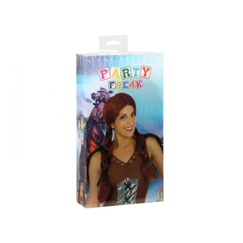 Parrucca vichinga donna capellli colore marrone con code