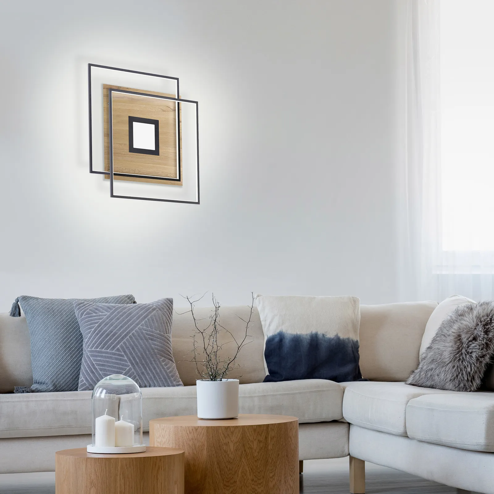 Paul Neuhaus Q-AMIRA plafoniera LED, decoro legno