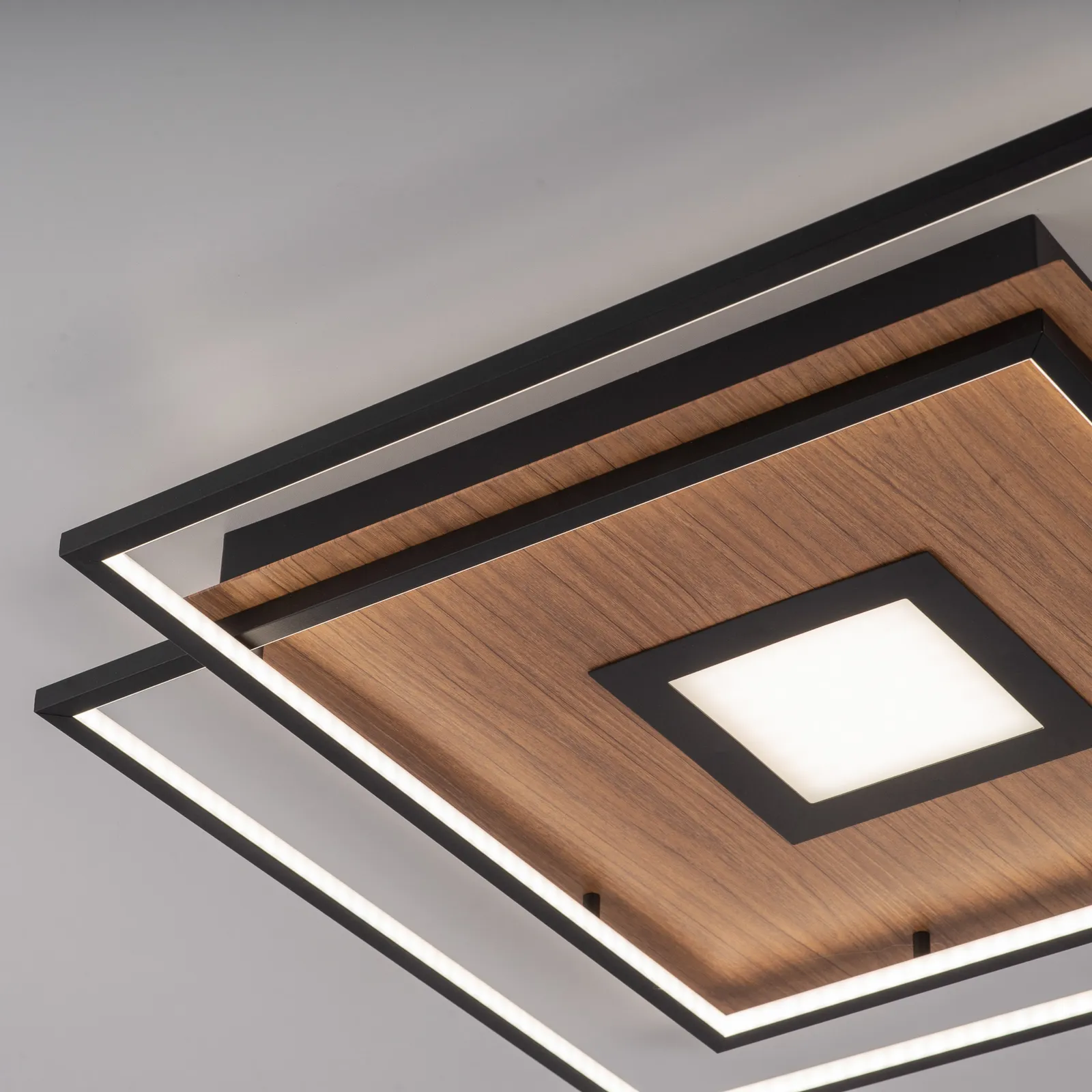 Paul Neuhaus Q-AMIRA plafoniera LED, decoro legno