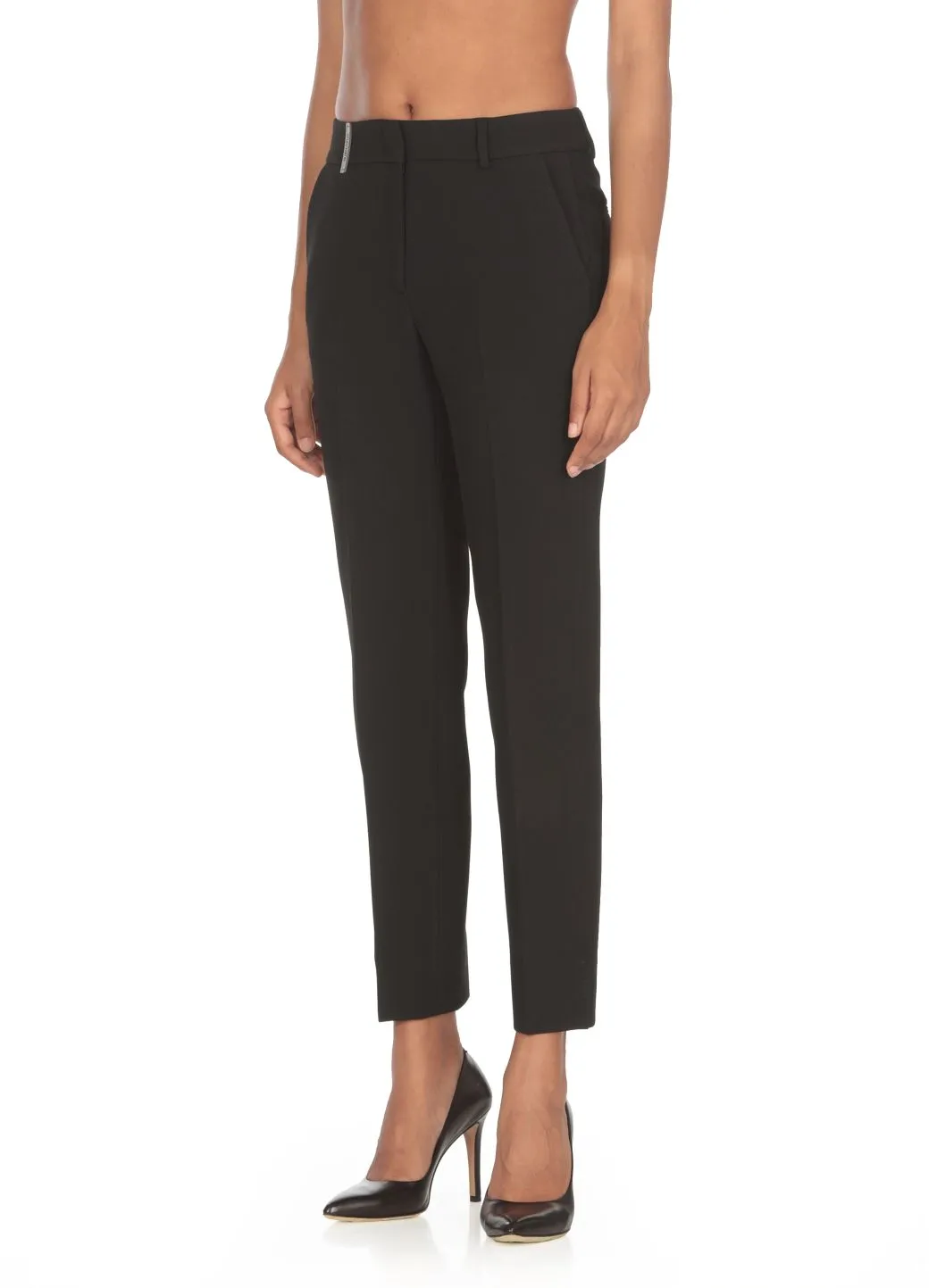  Peserico Pantaloni con dettaglio in pelle 