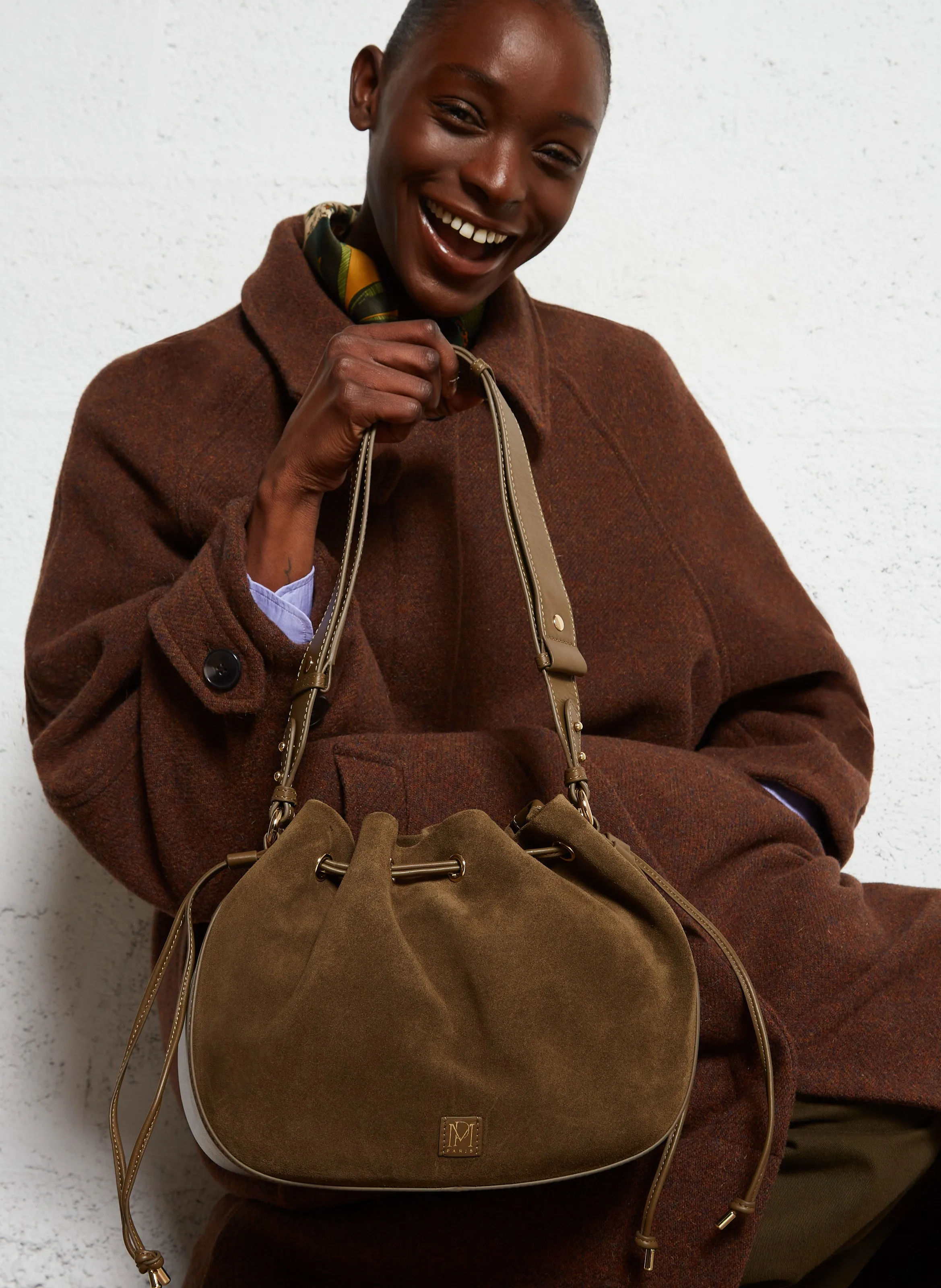  PETITE MENDIGOTE   SAULINE - Borsa in pelle scamosciata | Kaki