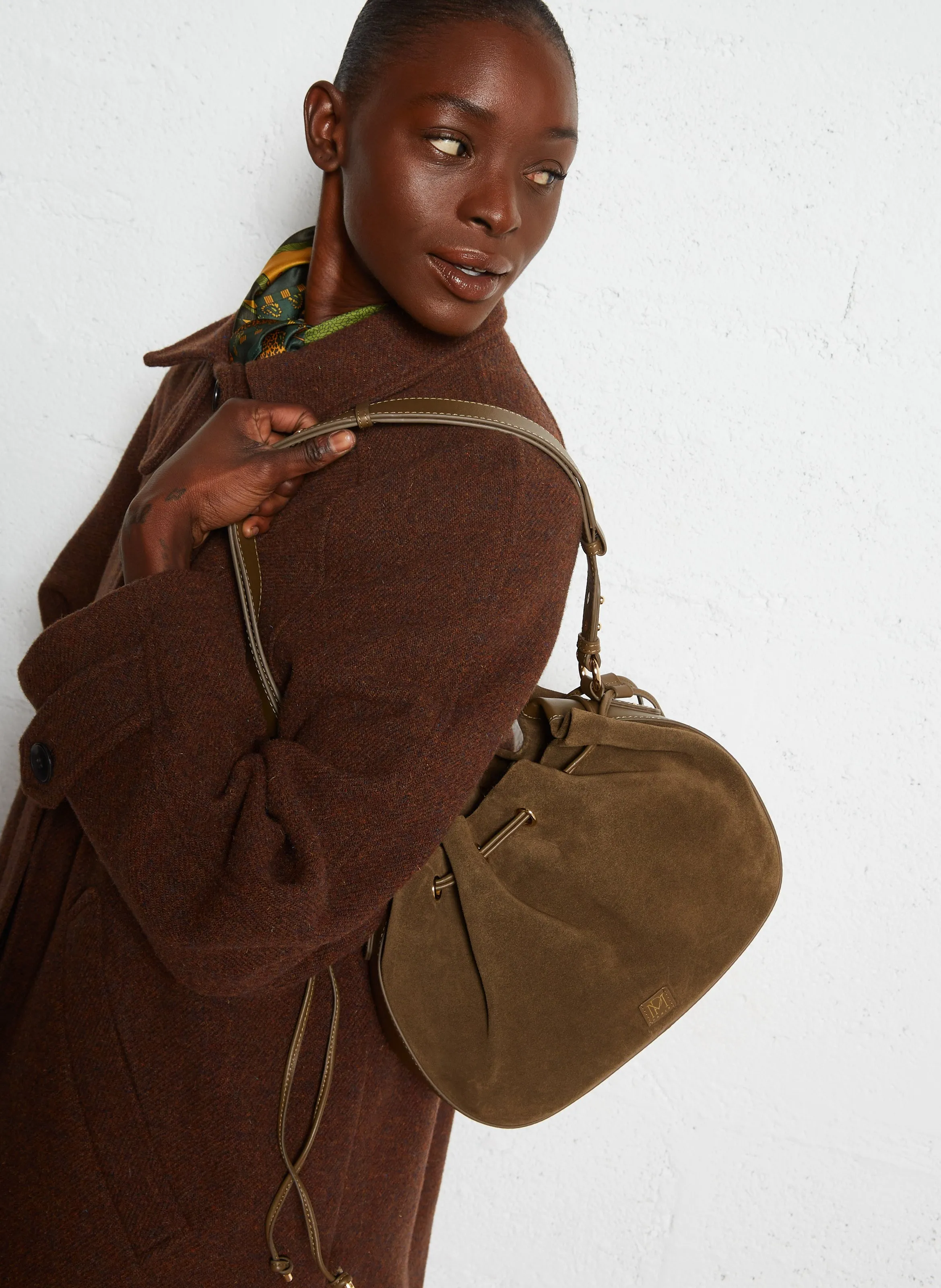  PETITE MENDIGOTE   SAULINE - Borsa in pelle scamosciata | Kaki