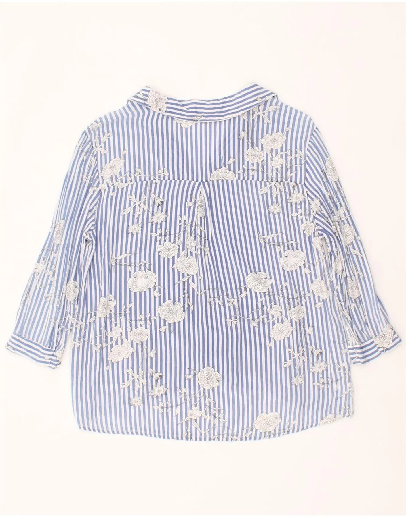 PIMKIE Womens Oversized 3/4 Sleeve Pullover Shirt UK 10 Small Blue Floral