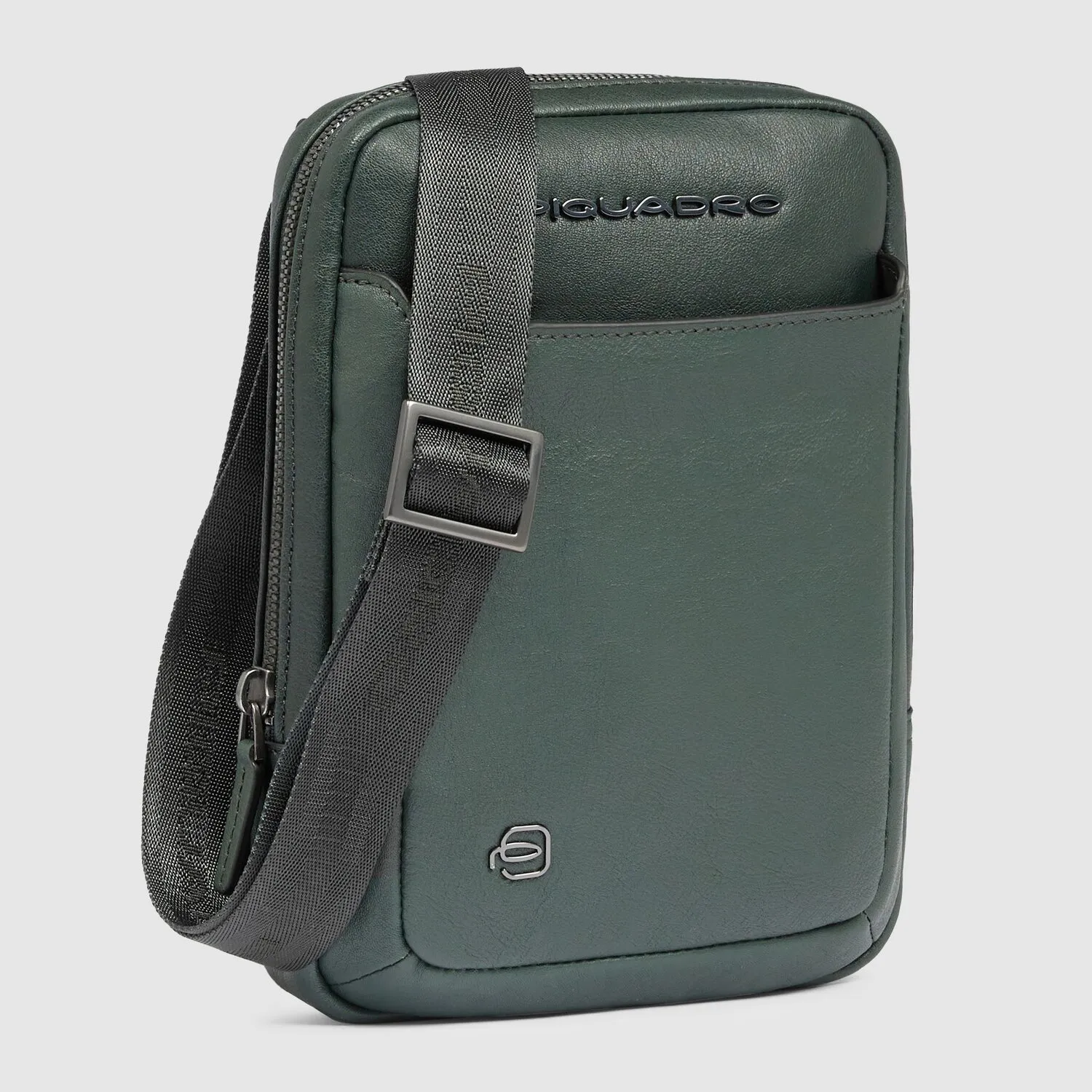 Piquadro Borsa a tracolla quadrata nera in pelle 17 cm