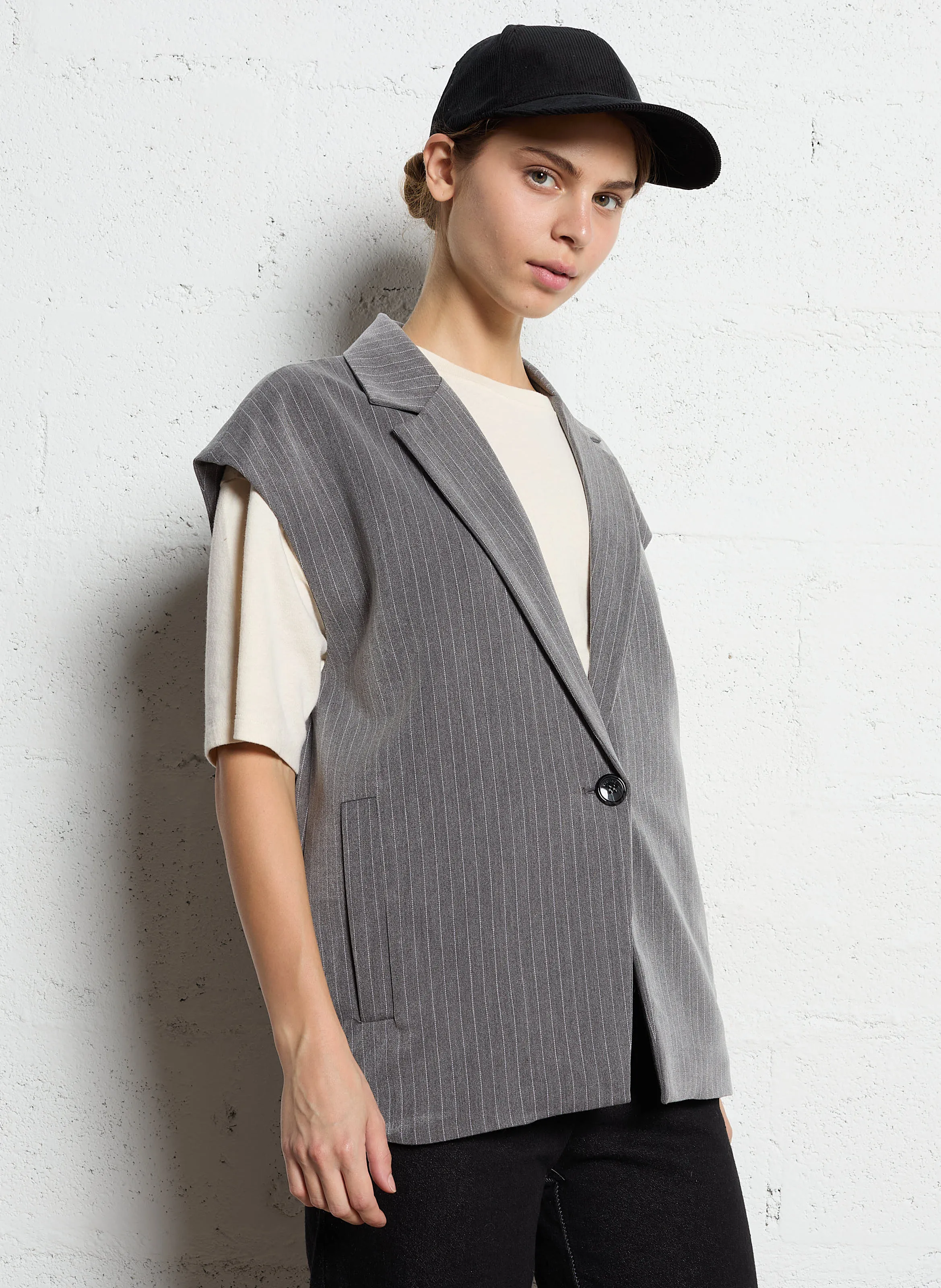  PLEASE   Giacca tailleur a righe | Grigio