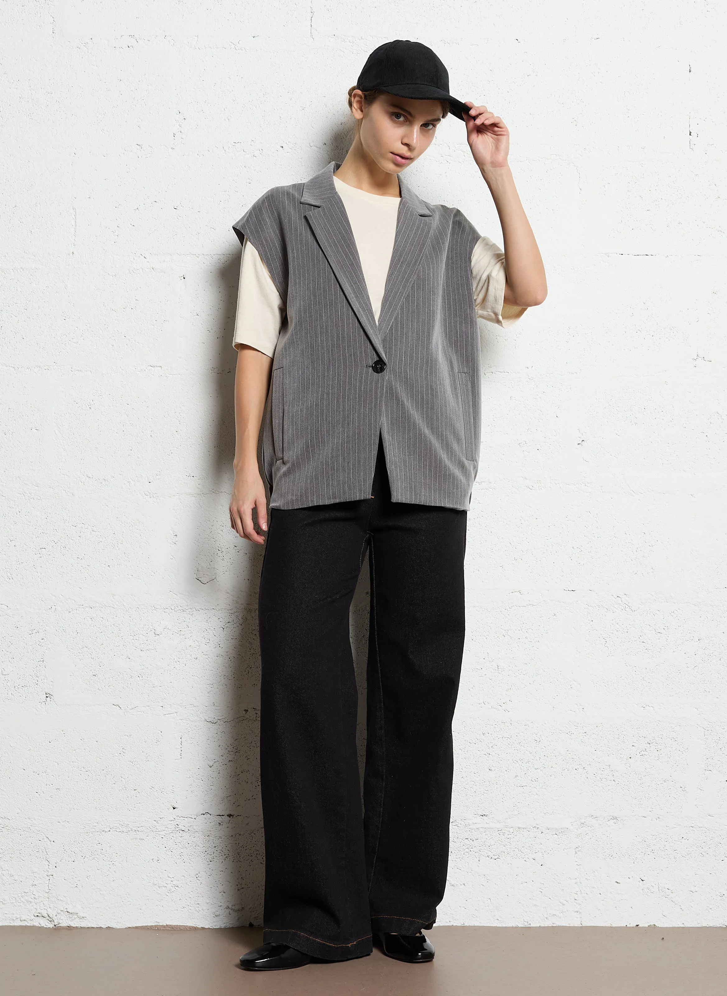  PLEASE   Giacca tailleur a righe | Grigio