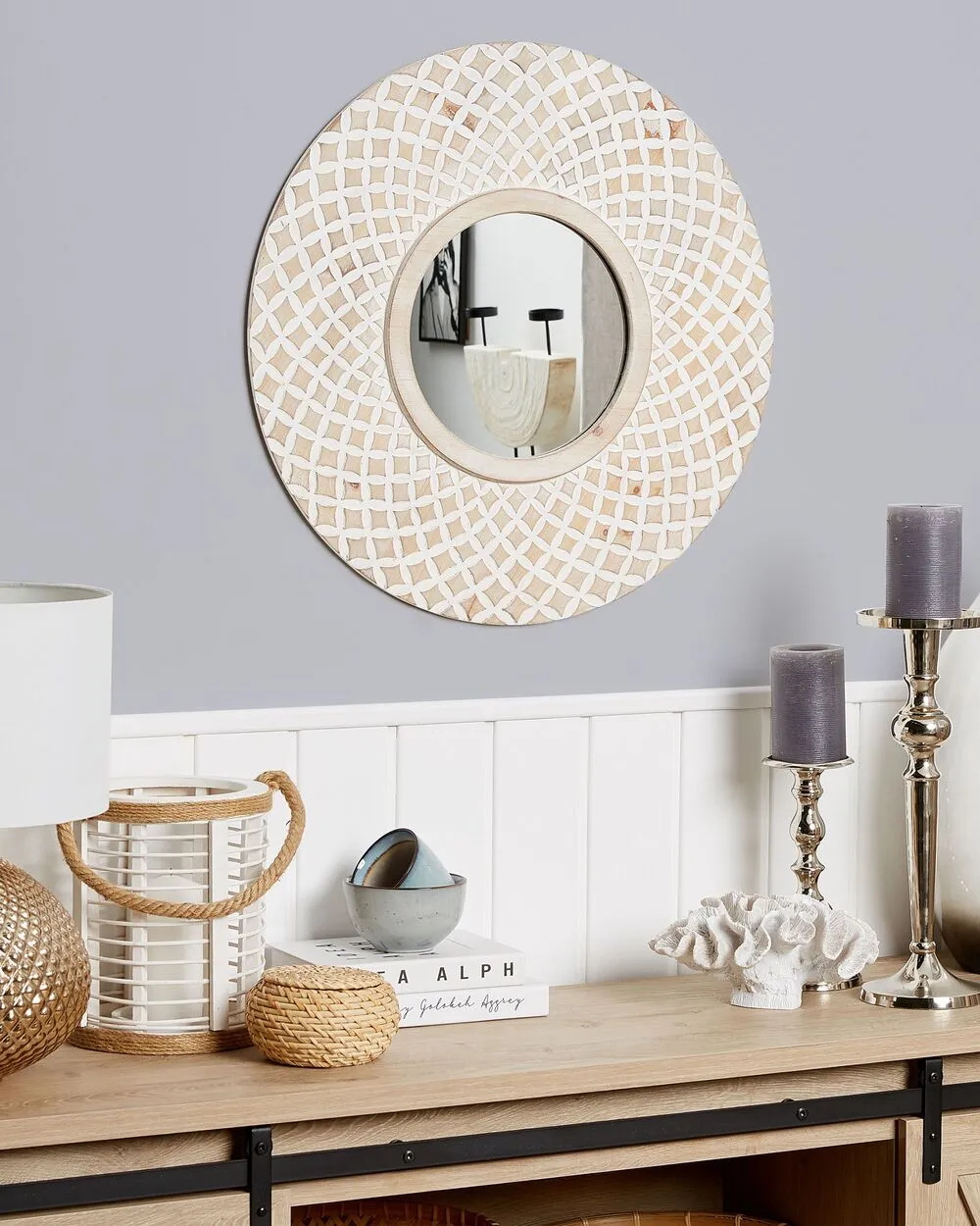 POMARO Specchio 60 cm 60 cm Marrone chiaro Legno