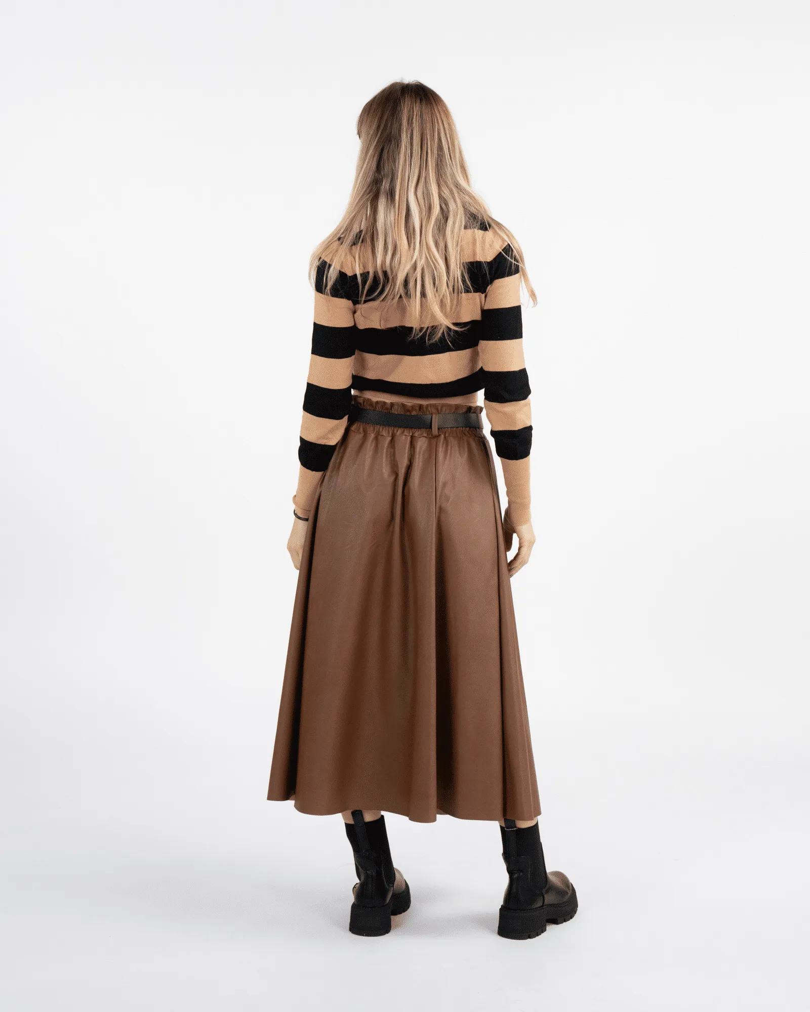 Pullover a righe - MARRONE