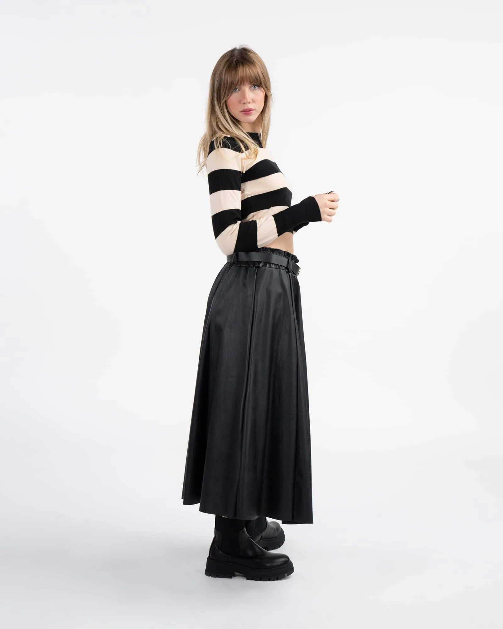 Pullover a righe - NERO