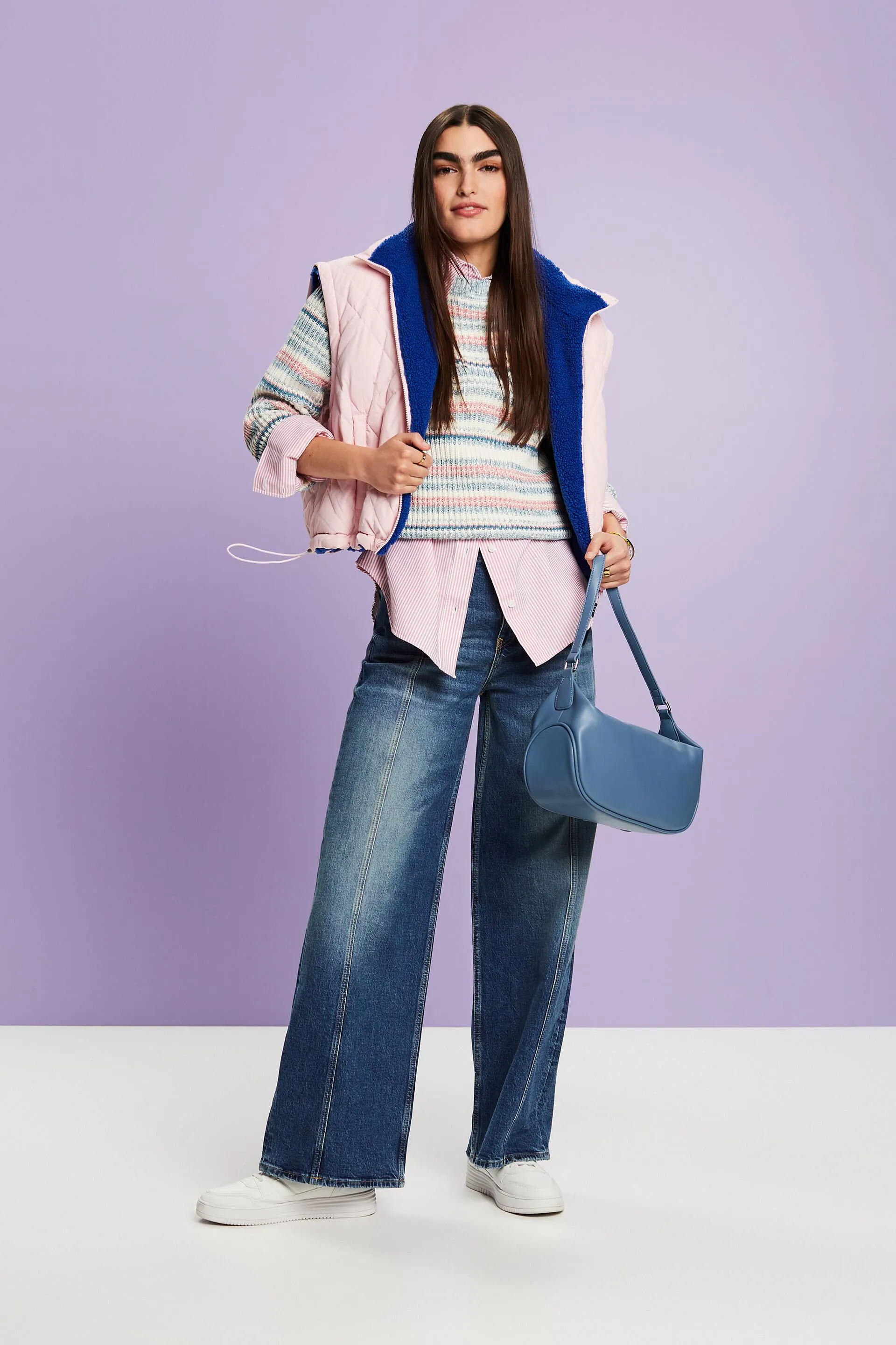 Pullover girocollo a righe