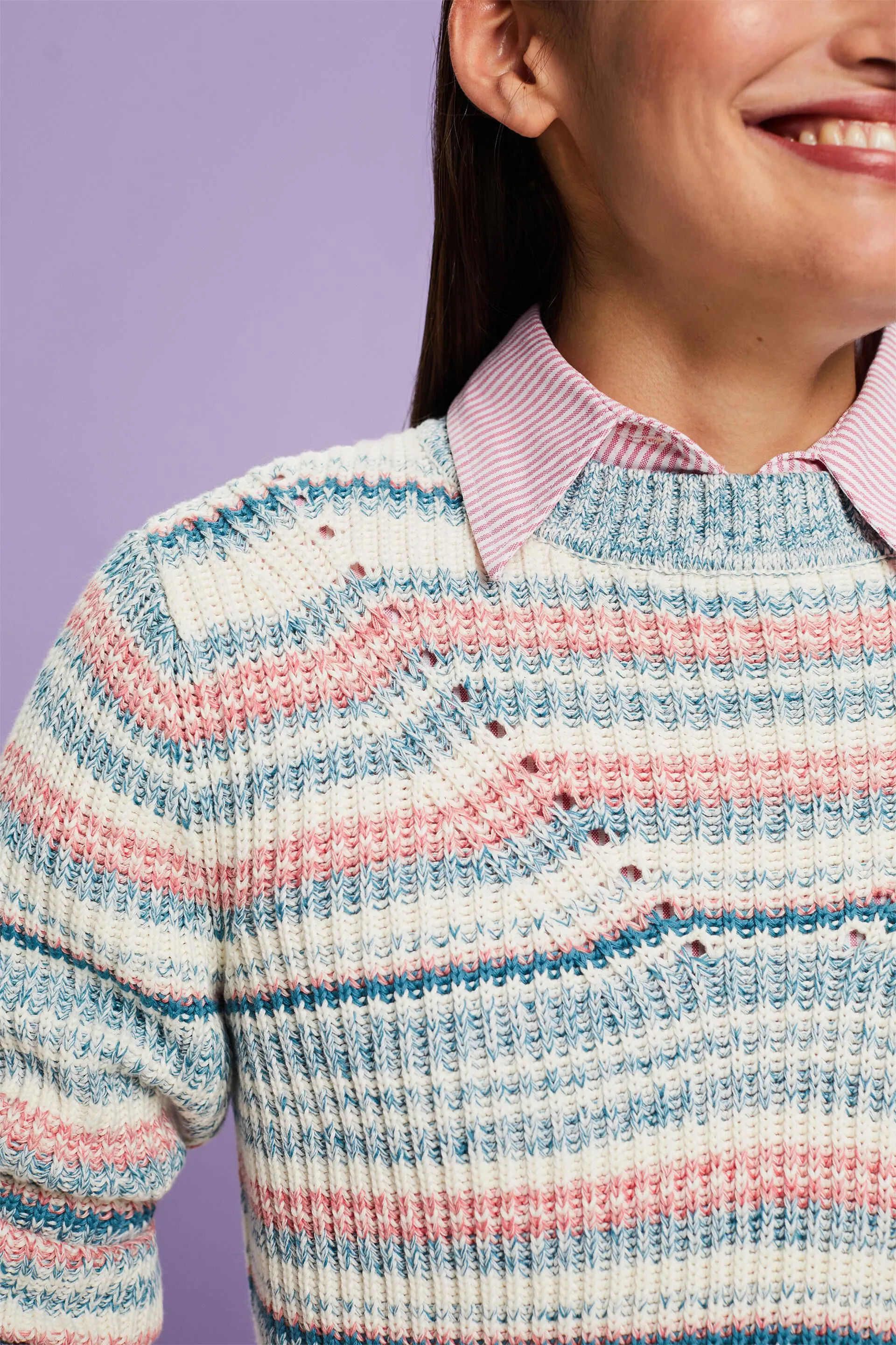 Pullover girocollo a righe