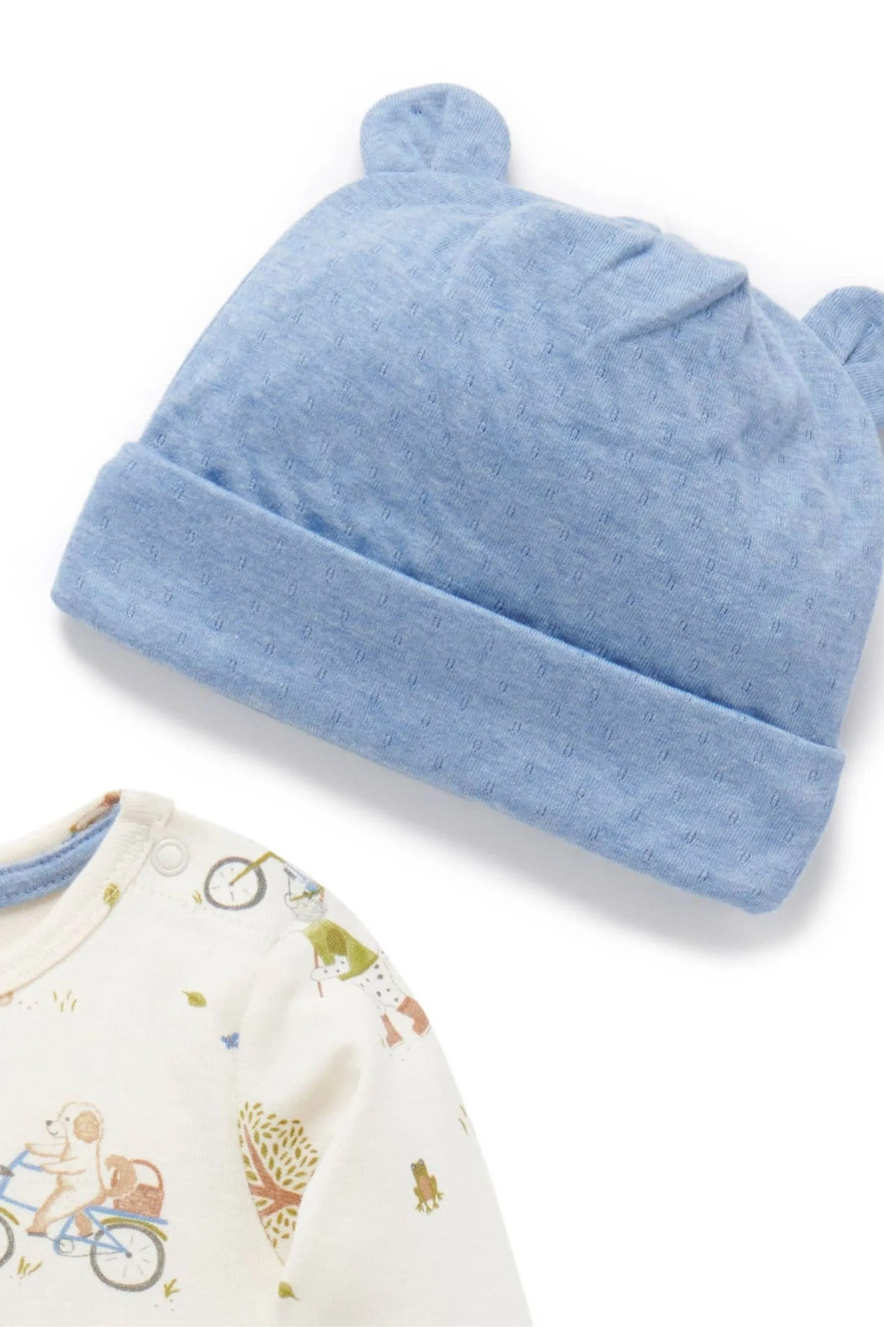Purebaby 3 Piece Baby Hat, Legging & Romper Set    
