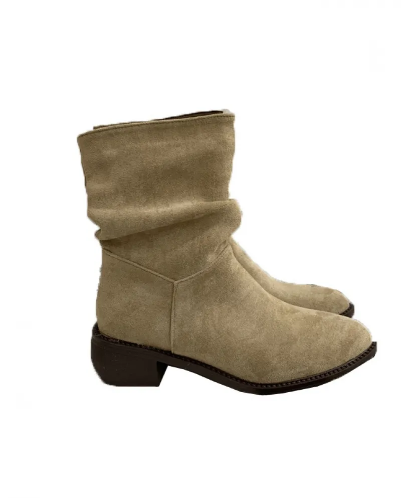 Retro Western Cowboy Boots Women's Pleated Pile Boots Slim Boots Knight Boots Women's Summer Thin Boots