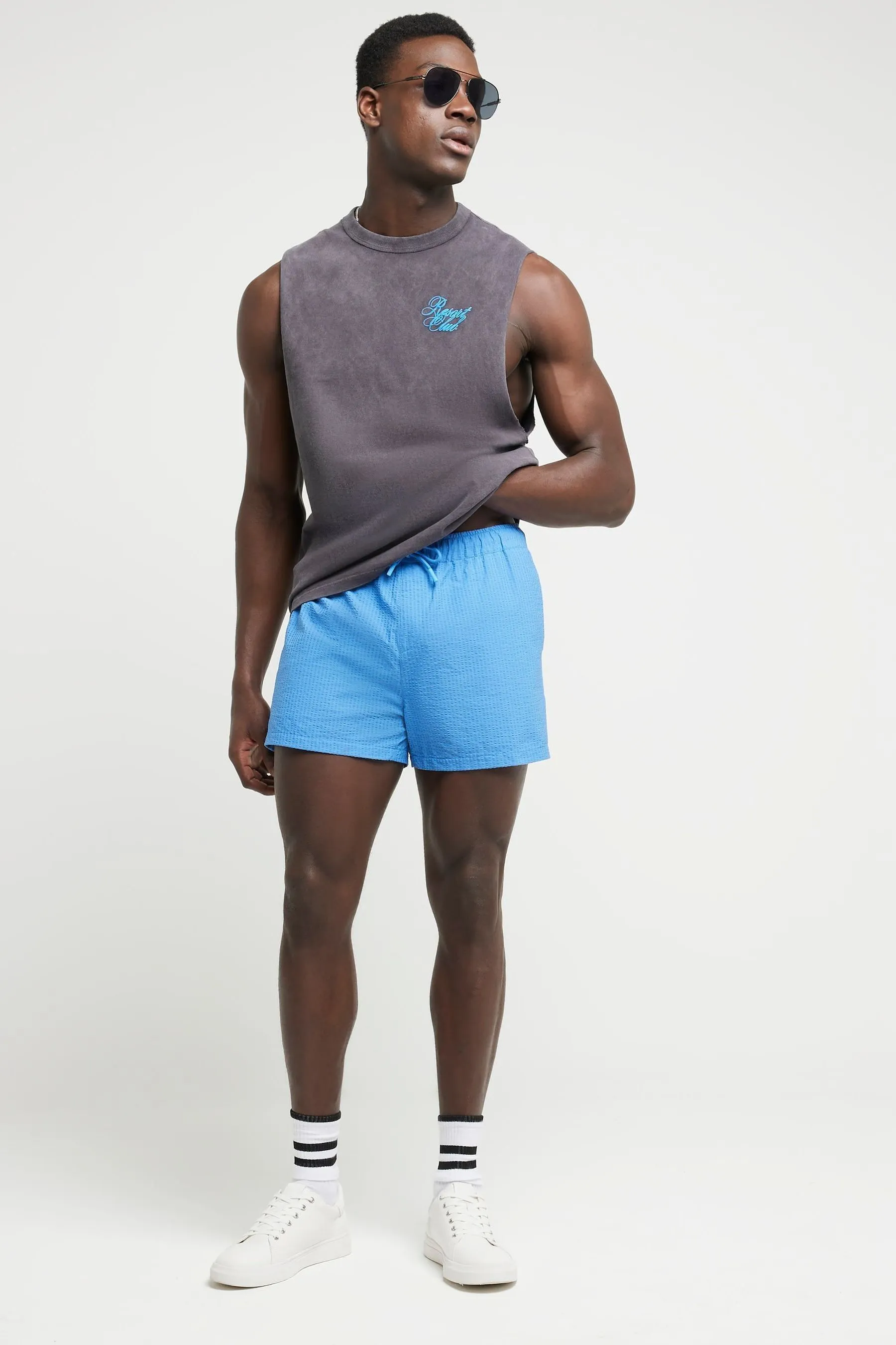 River Island regular  - Shorts da bagno in seersucker
