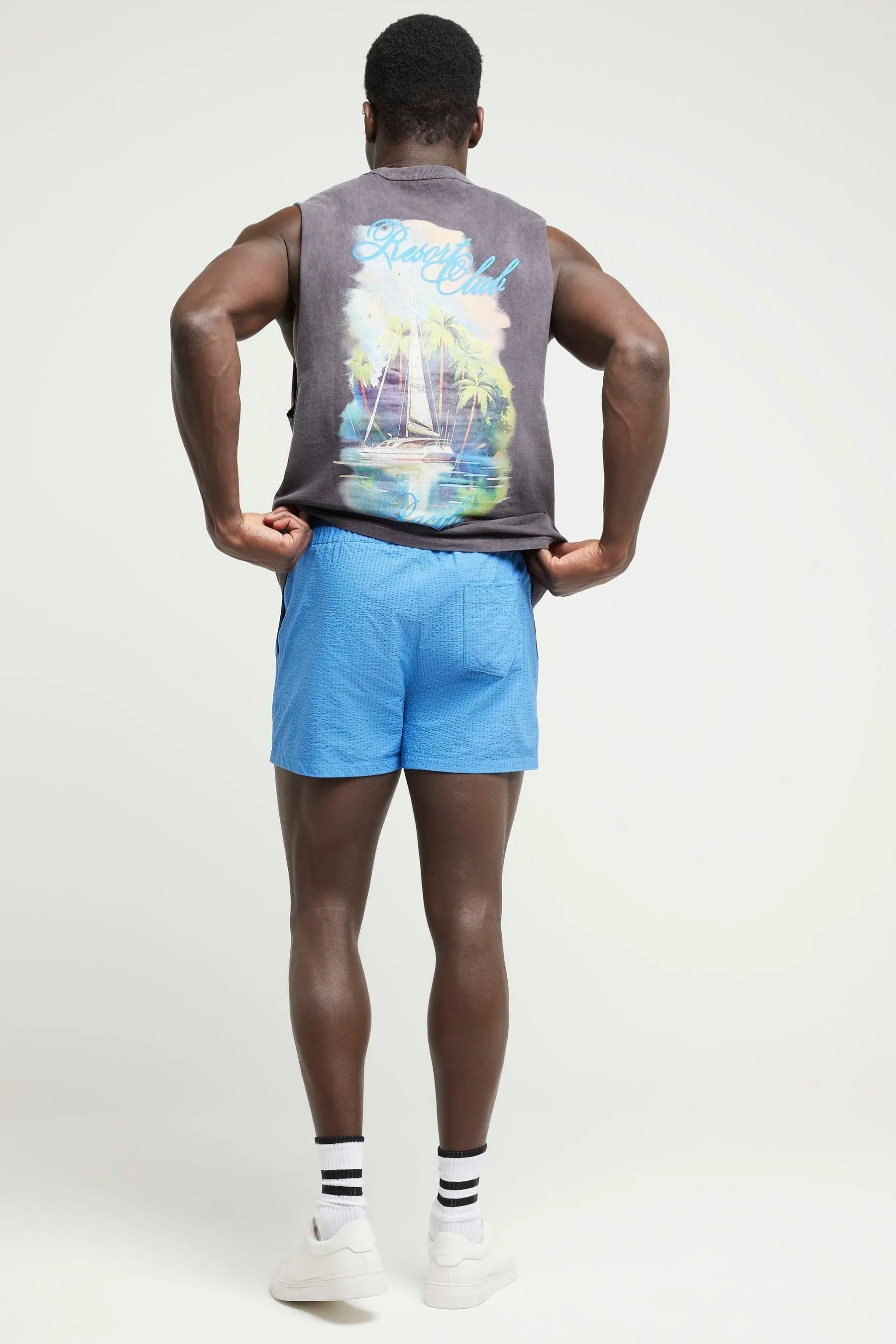 River Island regular  - Shorts da bagno in seersucker