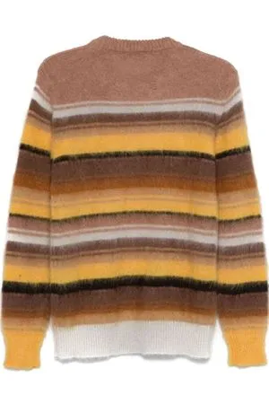 ROBERTO COLLINA Abbigliamento,Maglieria Maglione a righe in misto mohair marrone 