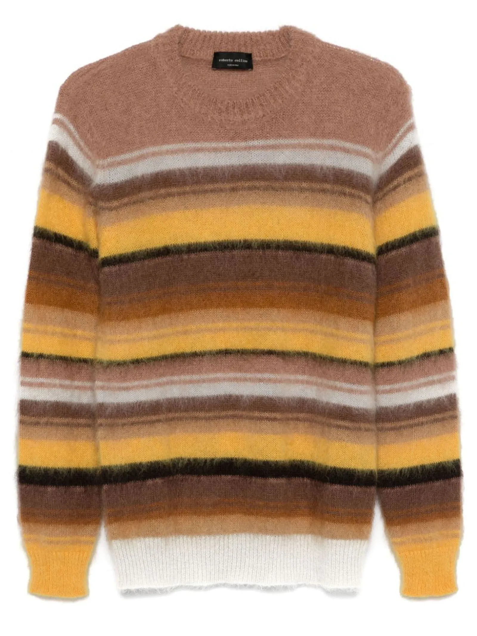 ROBERTO COLLINA Abbigliamento,Maglieria Maglione a righe in misto mohair marrone 