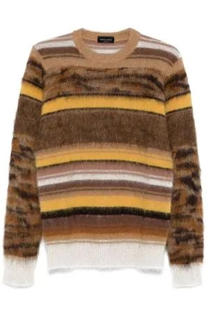ROBERTO COLLINA Abbigliamento,Maglieria Maglione a righe marrone 