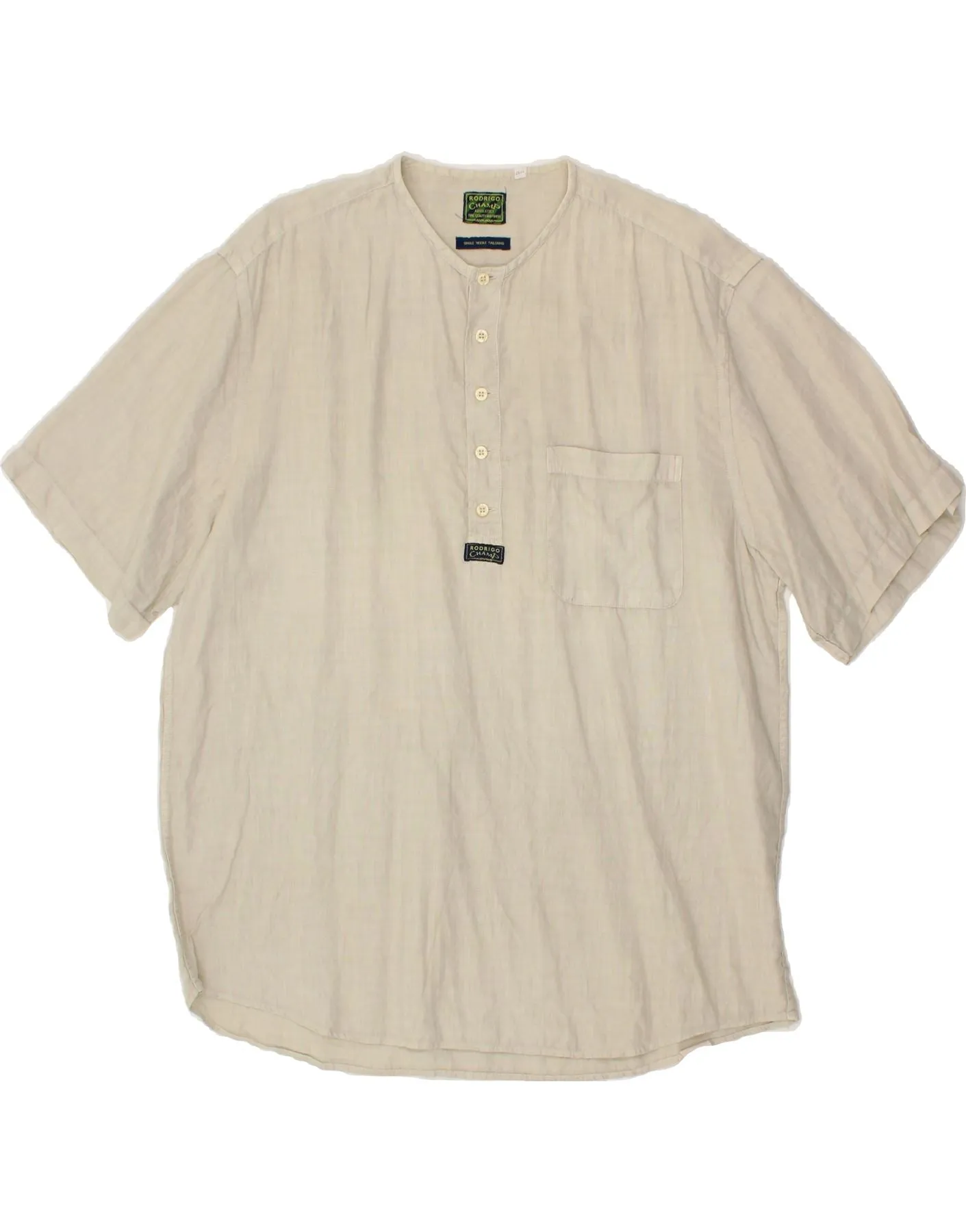 RODRIGO Mens Short Sleeve Pullover Shirt Size 43/44 XL Green Linen