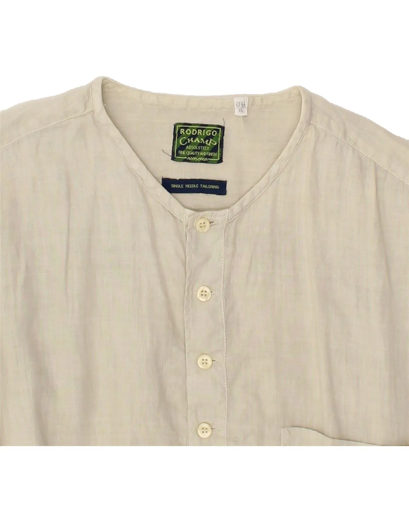 RODRIGO Mens Short Sleeve Pullover Shirt Size 43/44 XL Green Linen