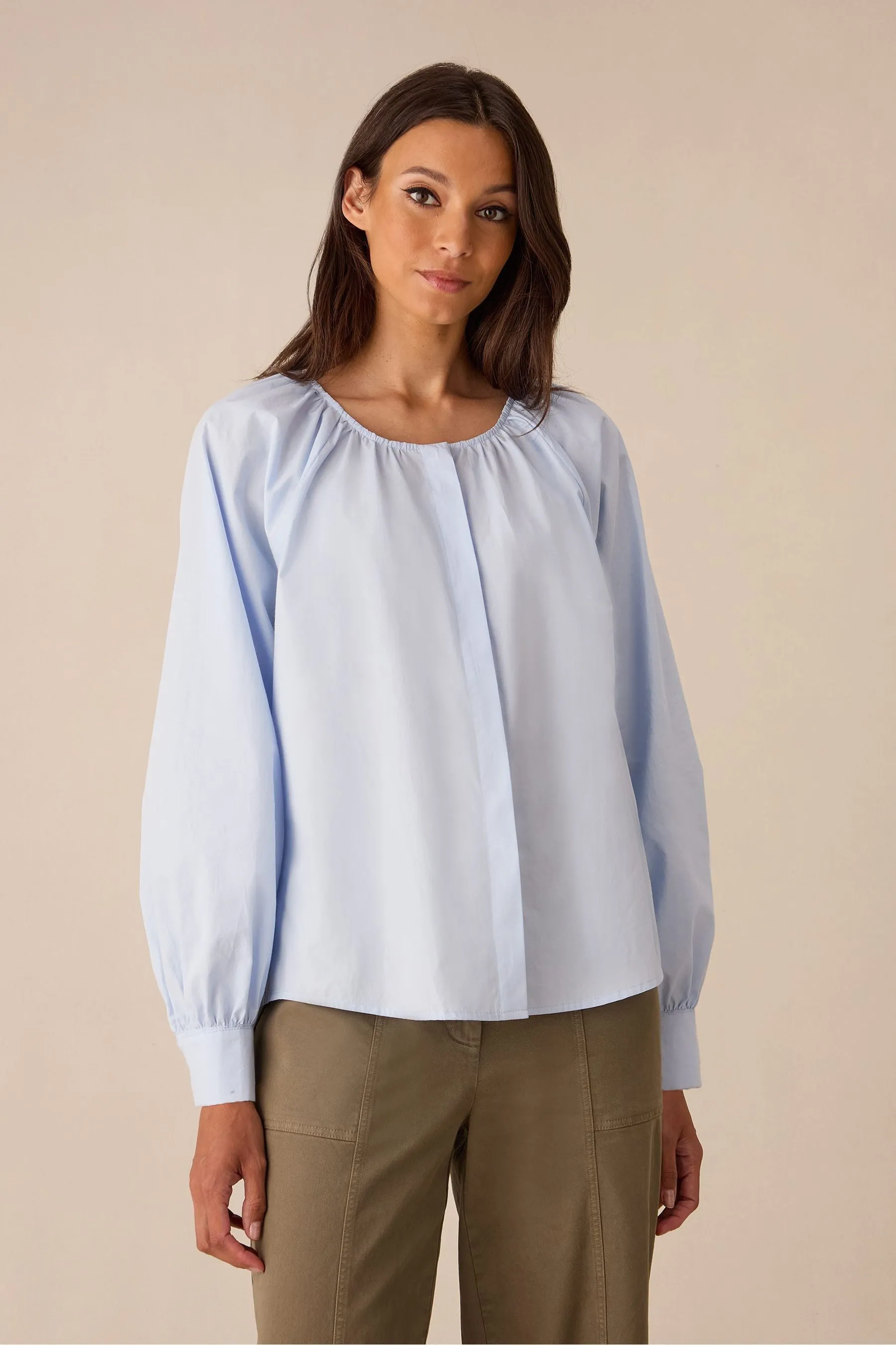Ro&Zo Cotton Gathered White Blouse    