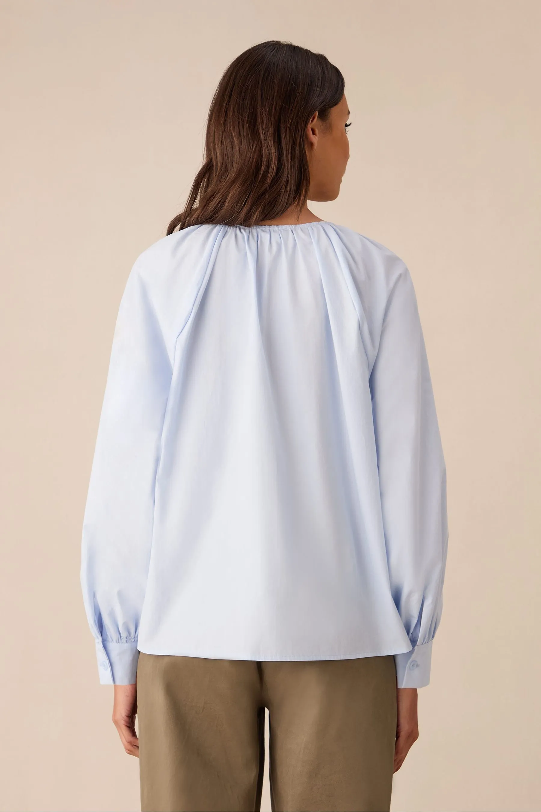 Ro&Zo Cotton Gathered White Blouse    
