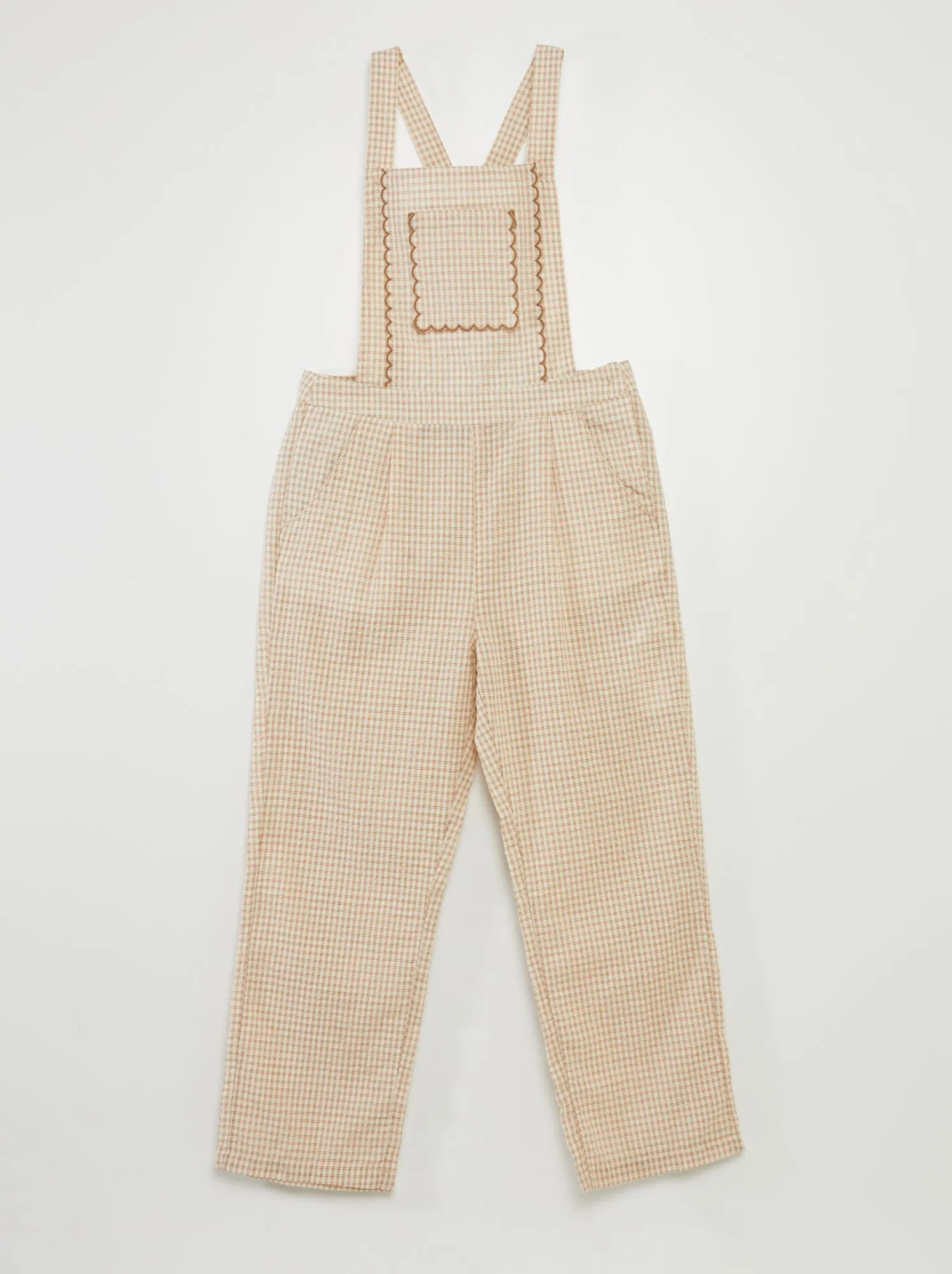 Salopette pantaloni a quadri - BEIGE