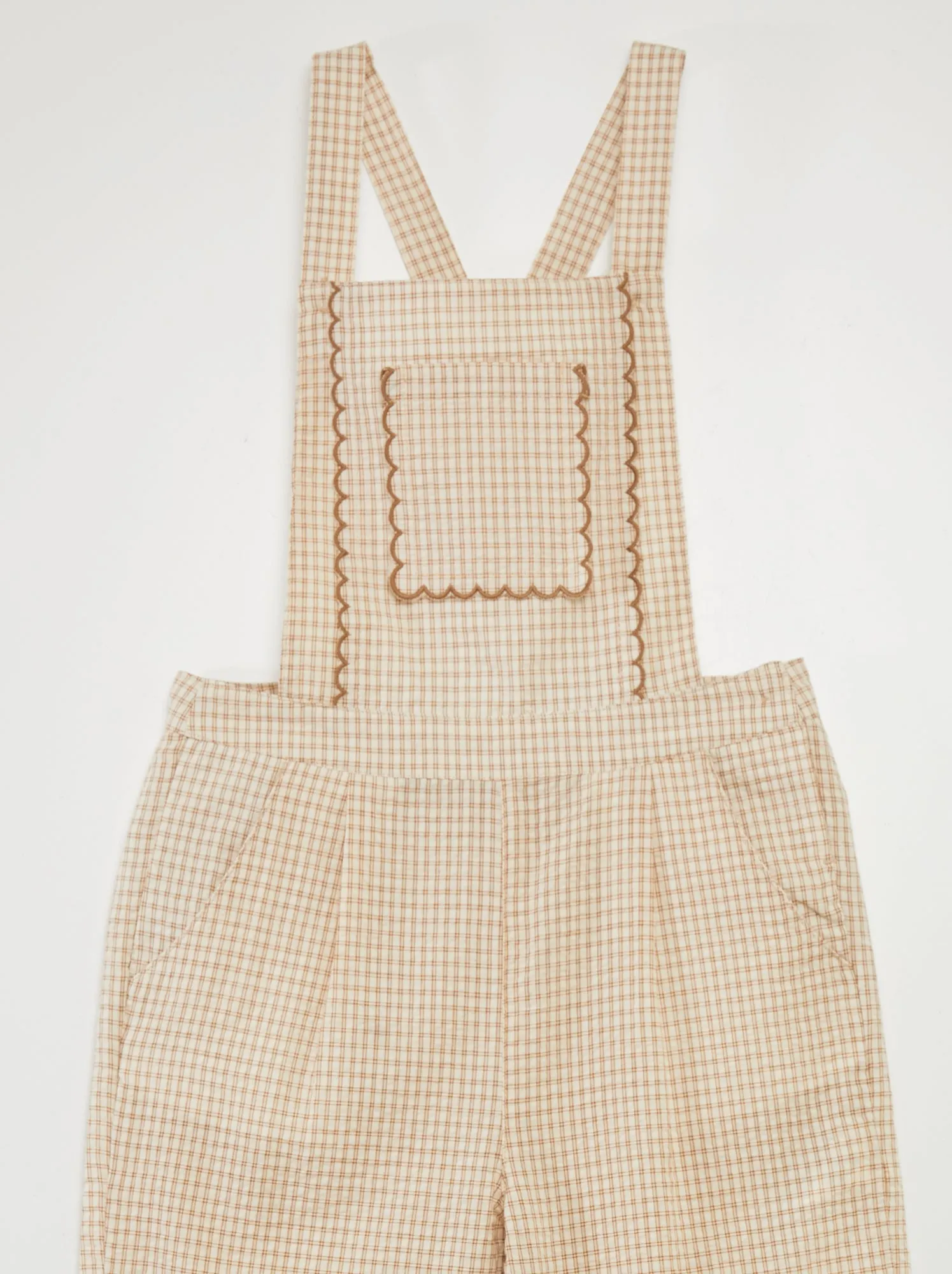 Salopette pantaloni a quadri - BEIGE
