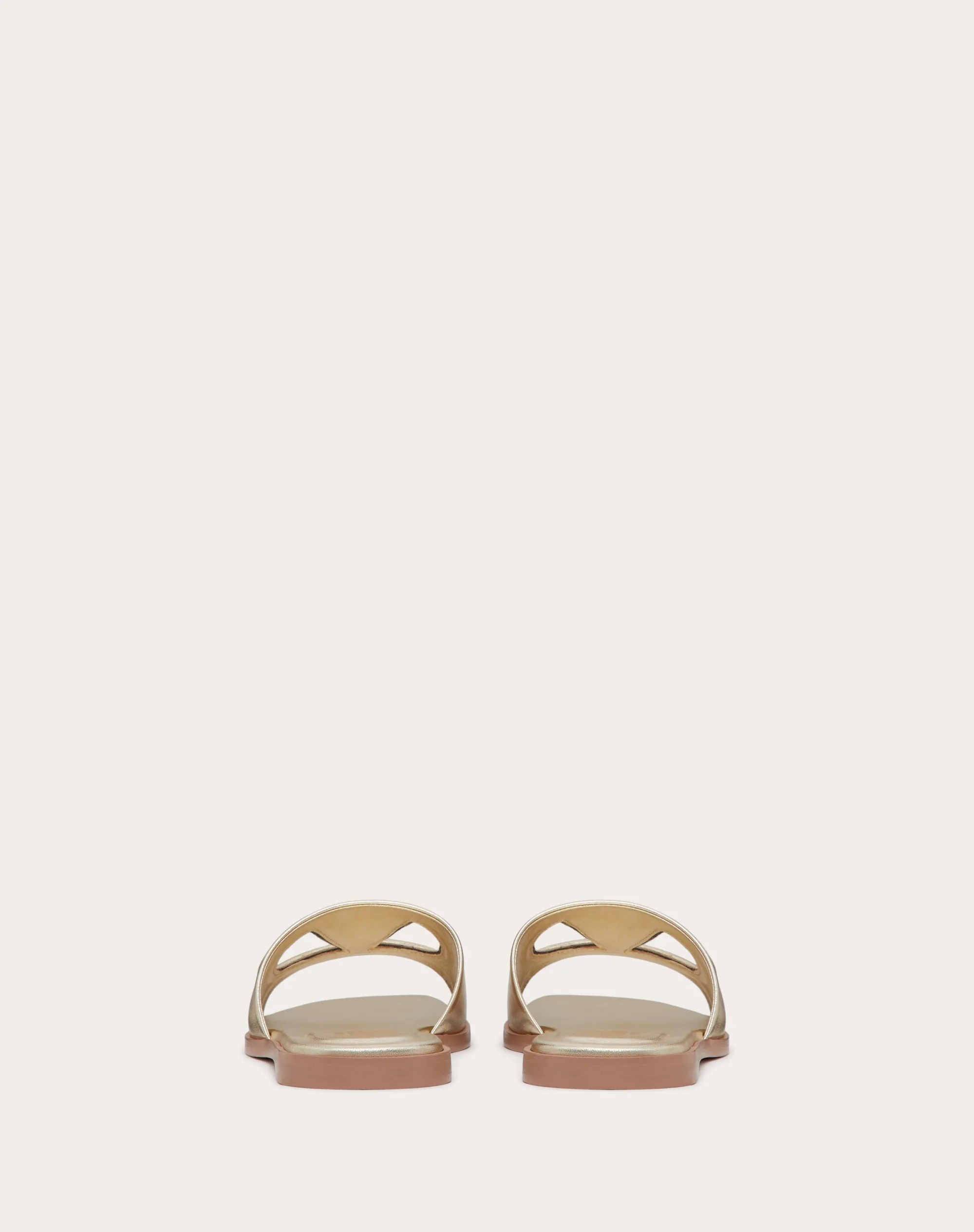 SANDALO SLIDE VLOGO CUT-OUT IN NAPPA LAMINATA