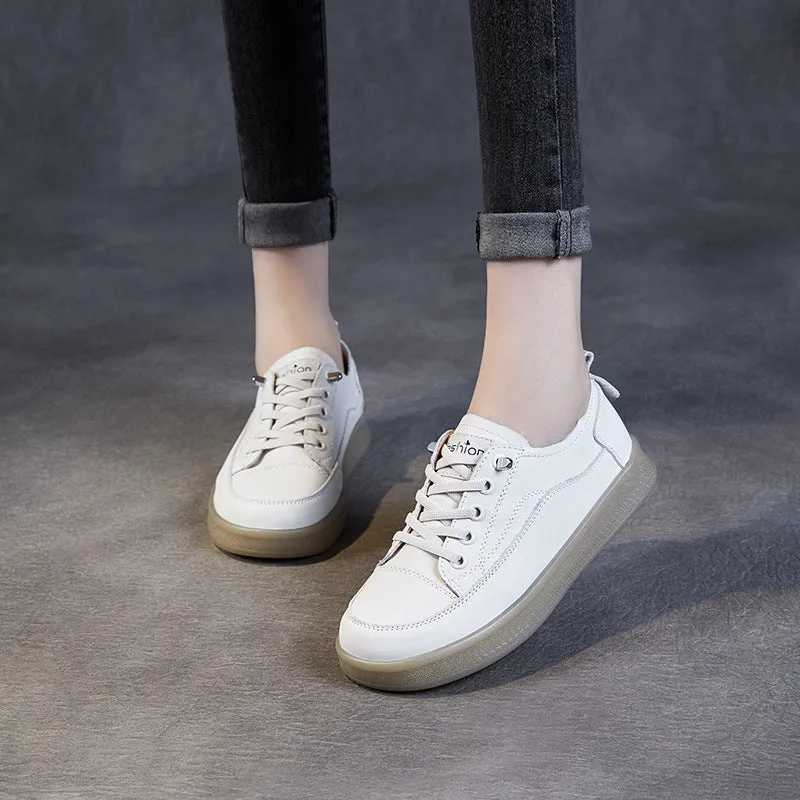 Scarpe casual piatte in pelle patchwork moda donna