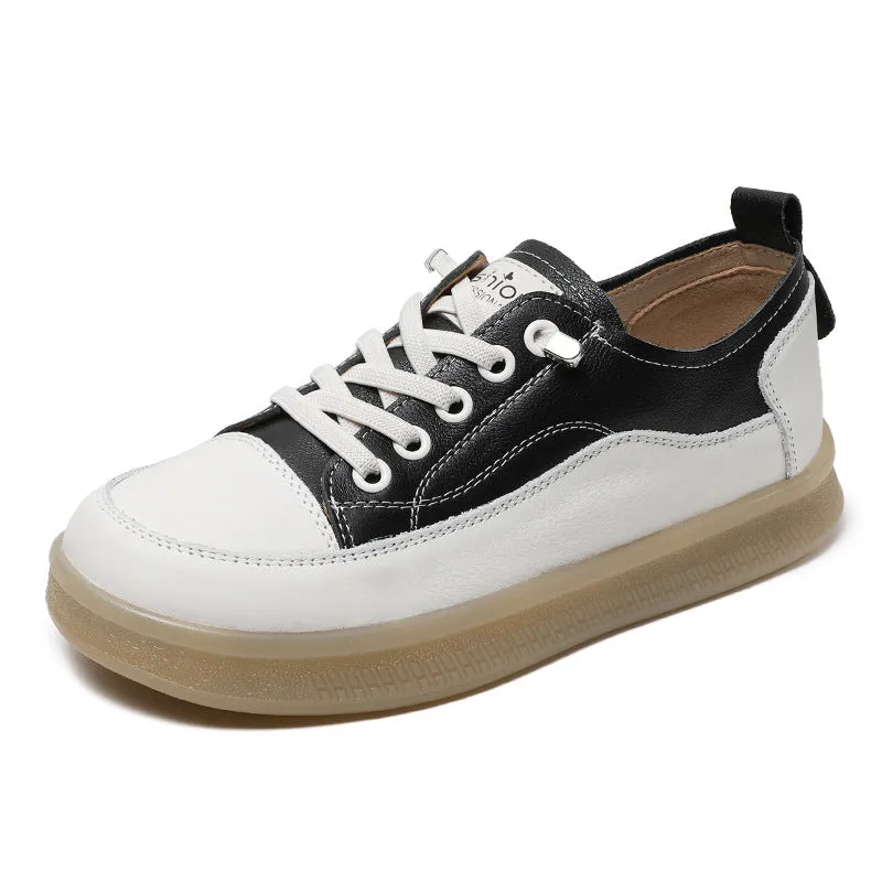 Scarpe casual piatte in pelle patchwork moda donna