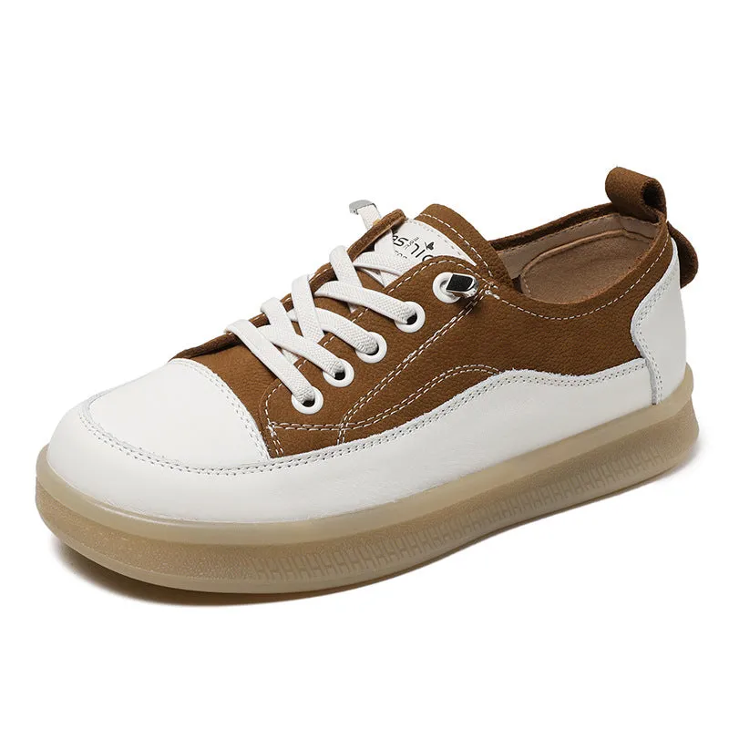Scarpe casual piatte in pelle patchwork moda donna
