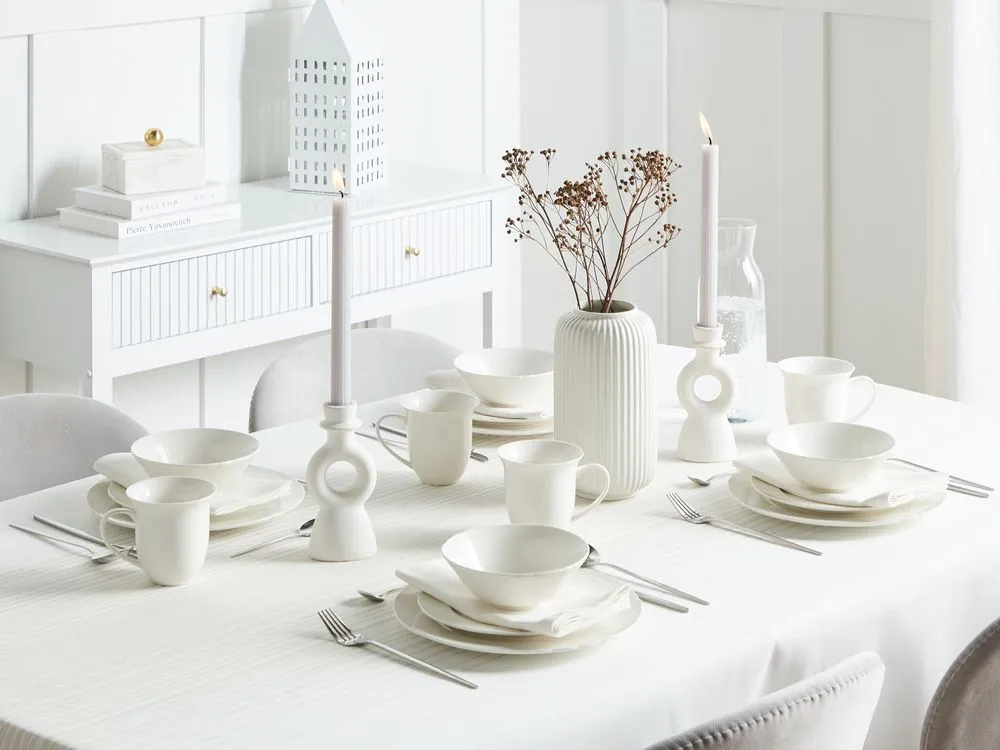Set di 16 stoviglie ELDERBERRY Porcellana Bianco