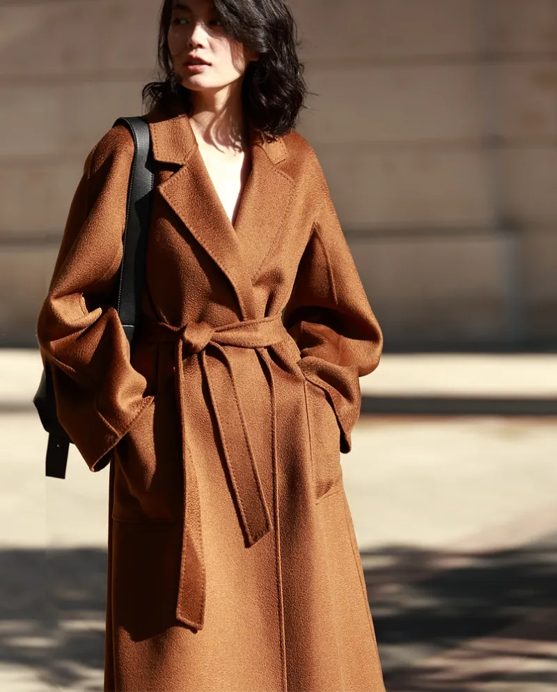 Shenghong 23 Autunno e inverno Nuovo stile M Cappotto di lana con ondulazione dell'acqua a doppia faccia fatto a mano Cappotto d