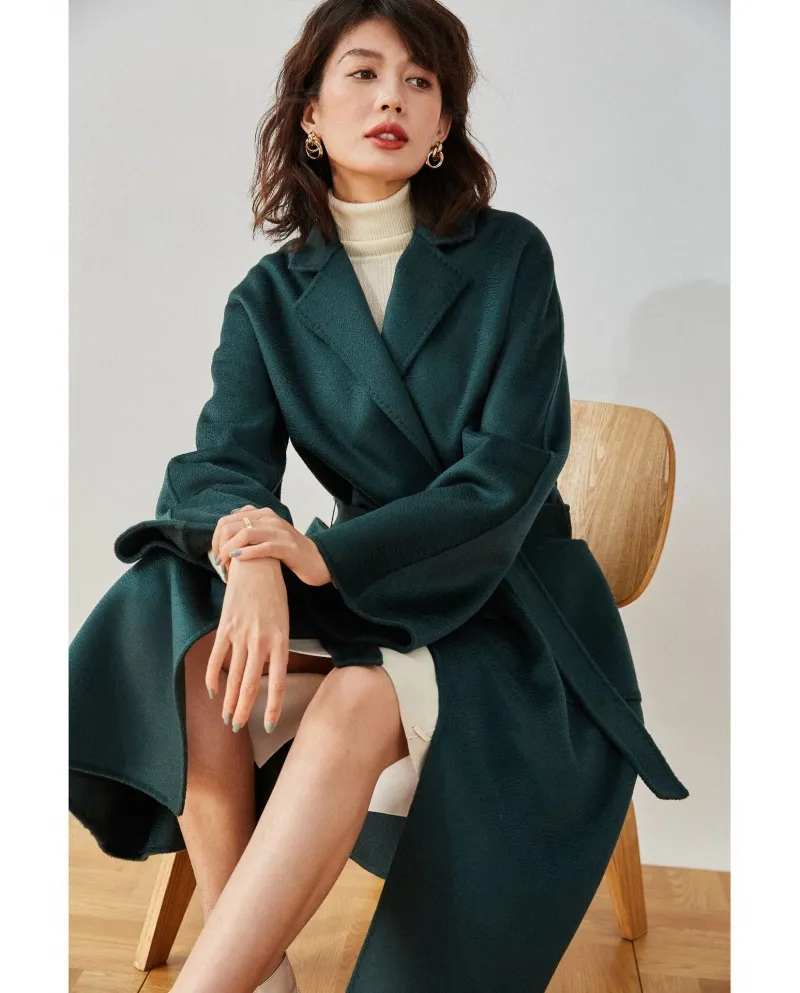 Shenghong 23 Autunno e inverno Nuovo stile M Cappotto di lana con ondulazione dell'acqua a doppia faccia fatto a mano Cappotto d