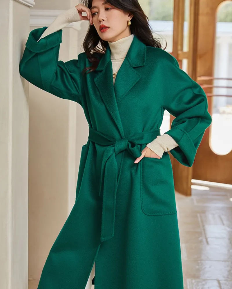 Shenghong 23 Autunno e inverno Nuovo stile M Cappotto di lana con ondulazione dell'acqua a doppia faccia fatto a mano Cappotto d