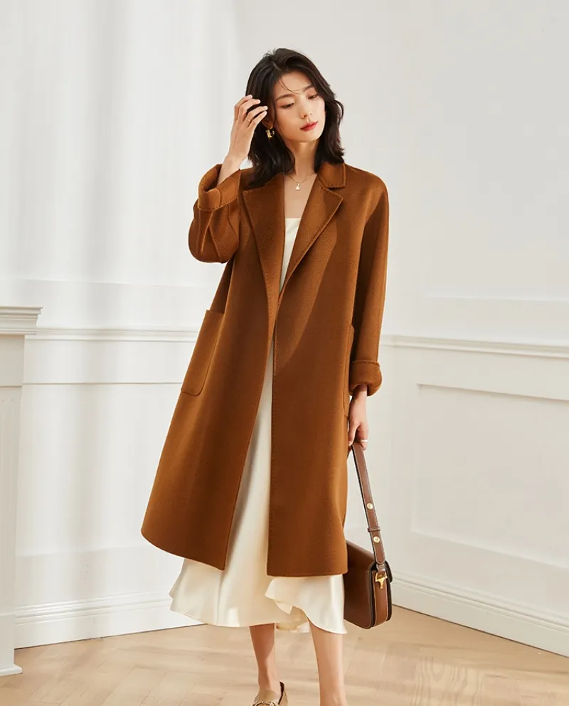 Shenghong 23 Autunno e inverno Nuovo stile M Cappotto di lana con ondulazione dell'acqua a doppia faccia fatto a mano Cappotto d